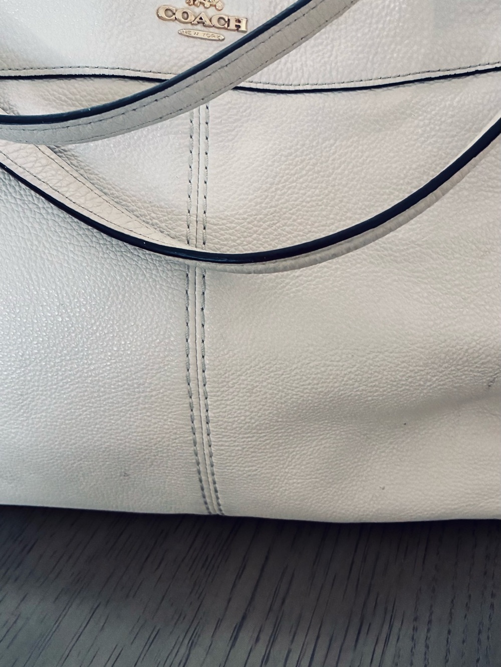 COACH Cream Leather Tote with Gold Logo